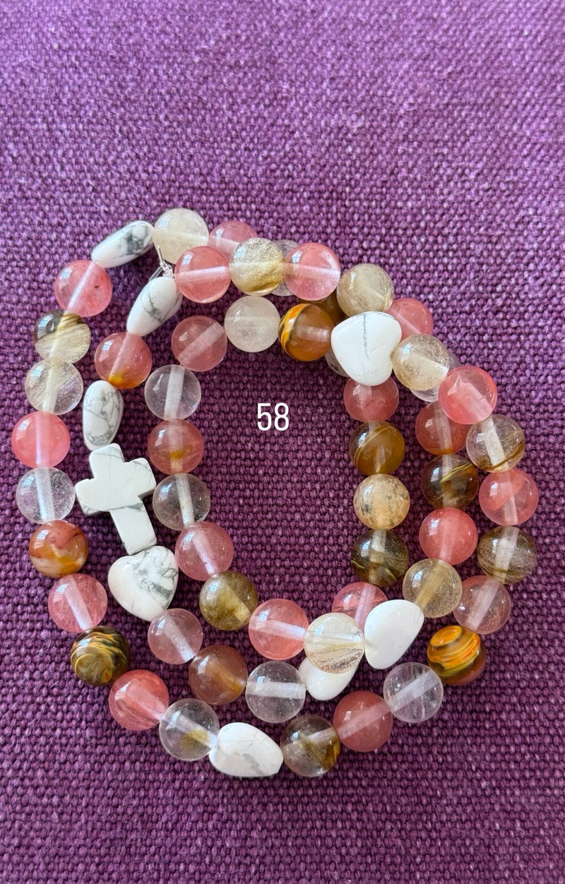 Rosario Collar 3 Vueltas Piedras Naturales hecho a mano