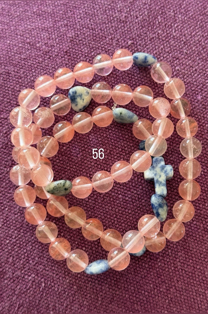 Rosario Collar 3 Vueltas Piedras Naturales hecho a mano