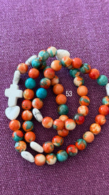 Rosario Collar 3 Vueltas Piedras Naturales hecho a mano