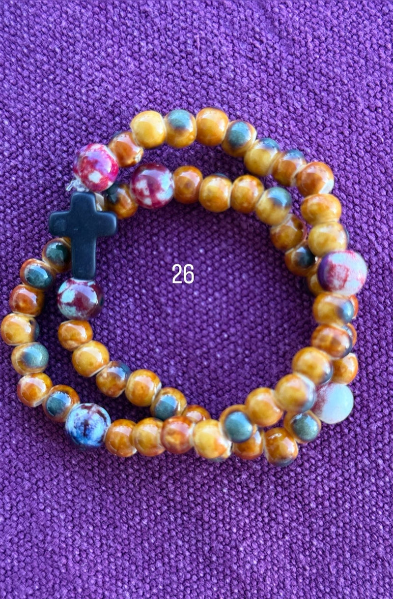 Pulsera Rosario Cerámica 2 vueltas hecho a mano