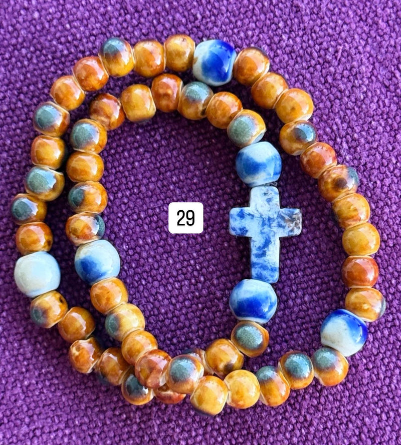 Pulsera Rosario Cerámica 2 vueltas hecho a mano
