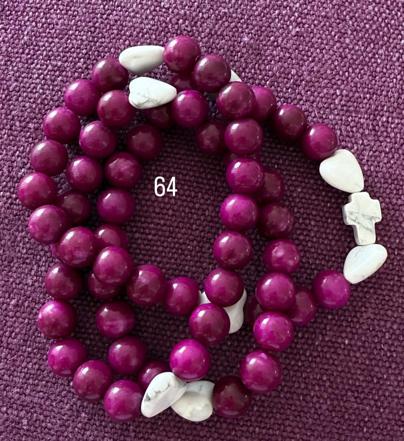 Rosario Collar 3 Vueltas Piedras Naturales hecho a mano
