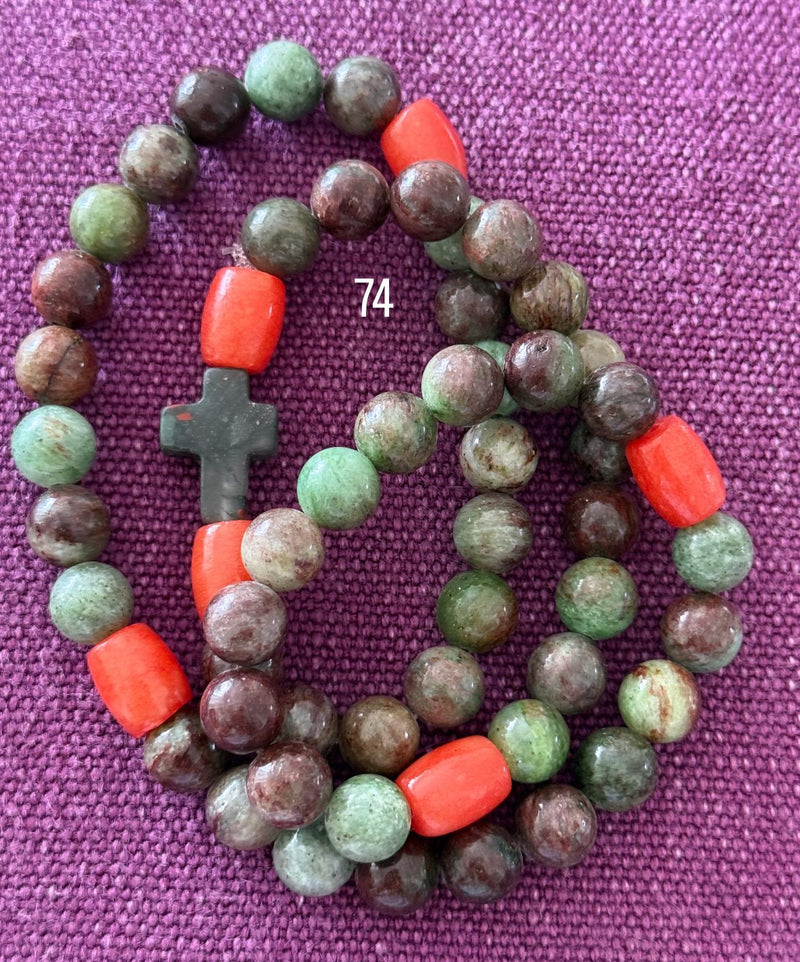 Rosario Collar 3 Vueltas Piedras Naturales hecho a mano