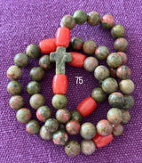 Rosario Collar 3 Vueltas Piedras Naturales hecho a mano