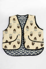 Chaleco sin Mangas Beige/Negro