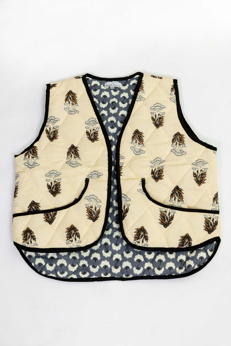 Chaleco sin Mangas Beige/Negro
