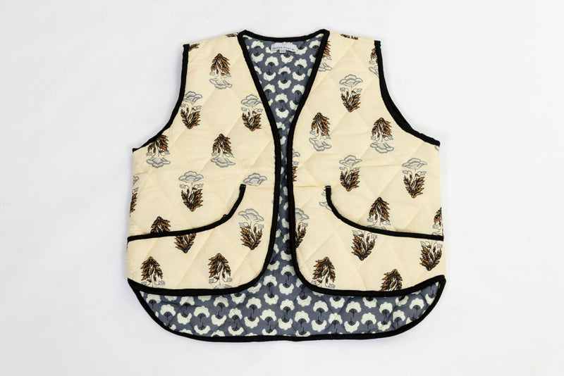 Chaleco sin Mangas Beige/Negro