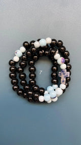 Rosario Cerámica pulsera/collar 3 vueltas hecho a mano