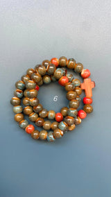 Rosario Cerámica pulsera/collar 3 vueltas hecho a mano