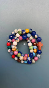 Rosario Cerámica pulsera/collar 3 vueltas hecho a mano