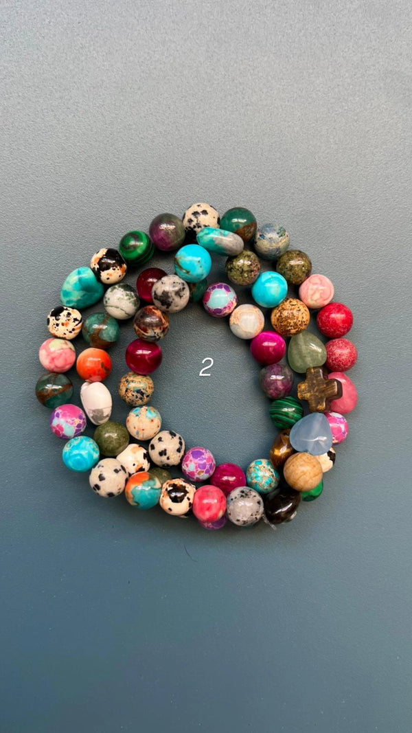 Rosario Cerámica pulsera/collar 3 vueltas hecho a mano