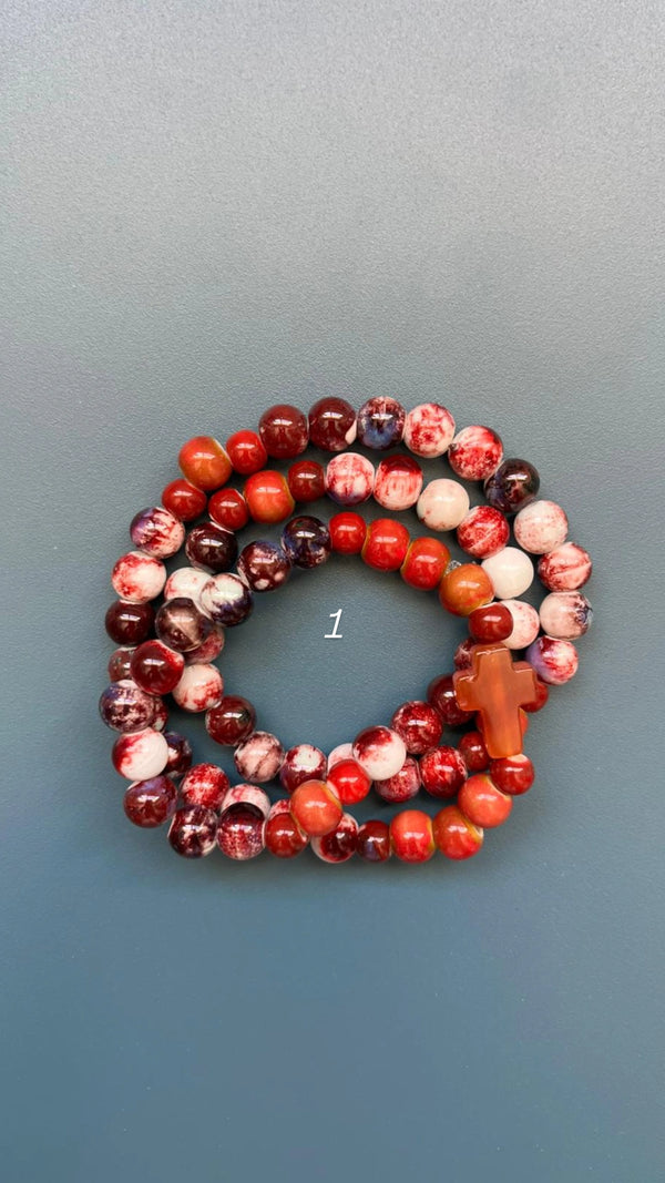 Rosario Cerámica pulsera/collar 3 vueltas hecho a mano