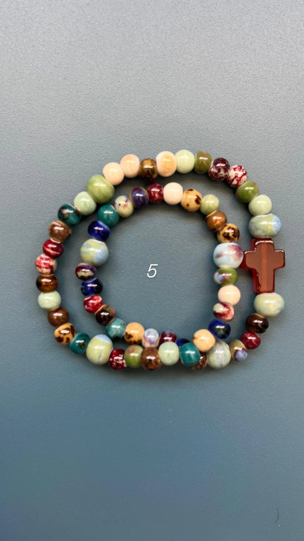Pulsera Rosario Cerámica 2 vueltas hecho a mano