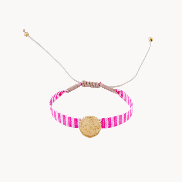 Pulsera Medalla Virgen de los Desamparados rosa