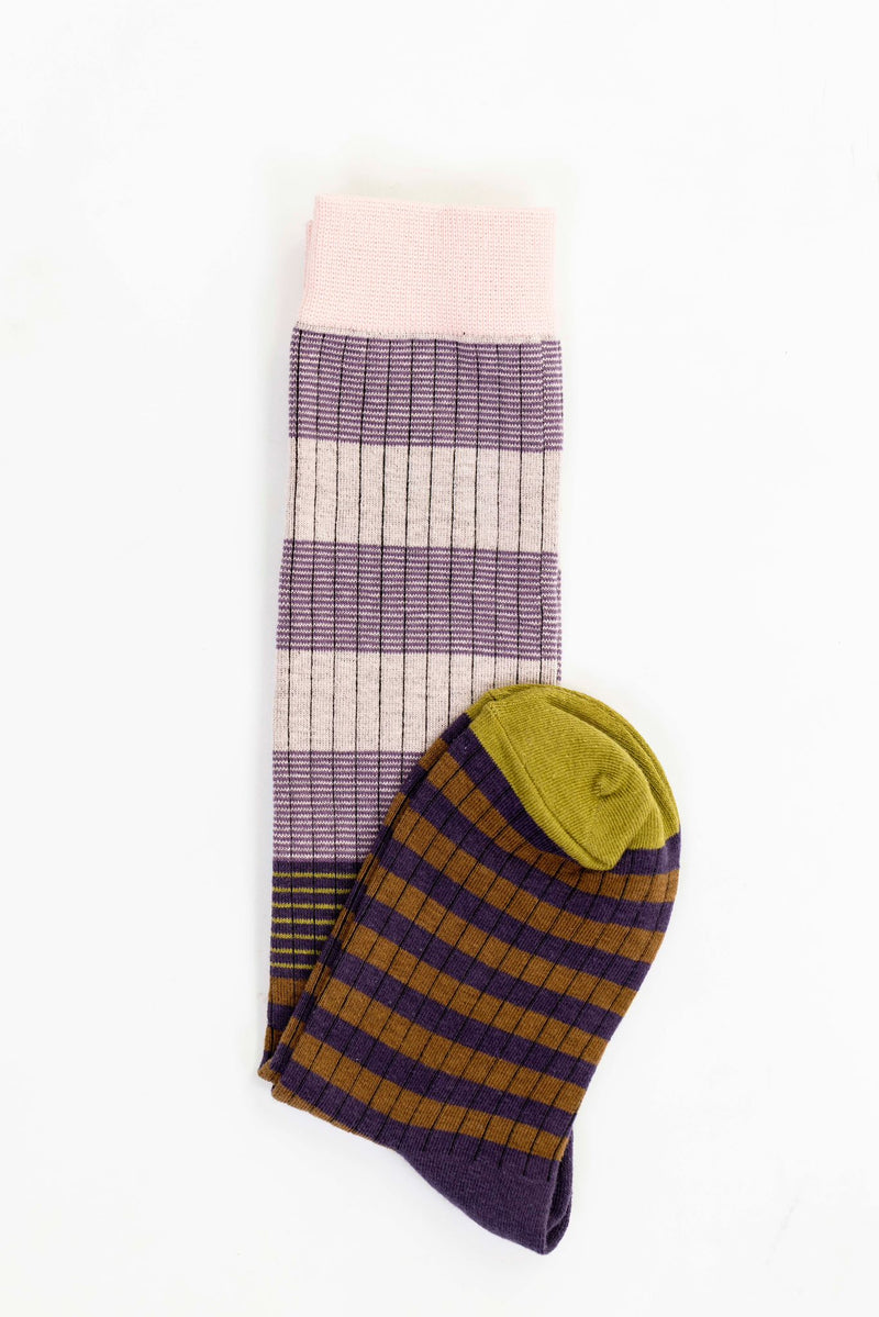 Calcetines rayas rosa claro