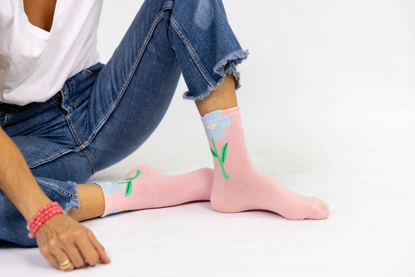 Calcetines flor rosa