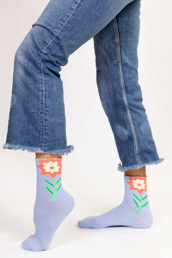 Calcetines flor azul