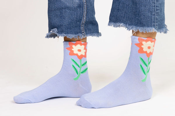 Calcetines flor azul