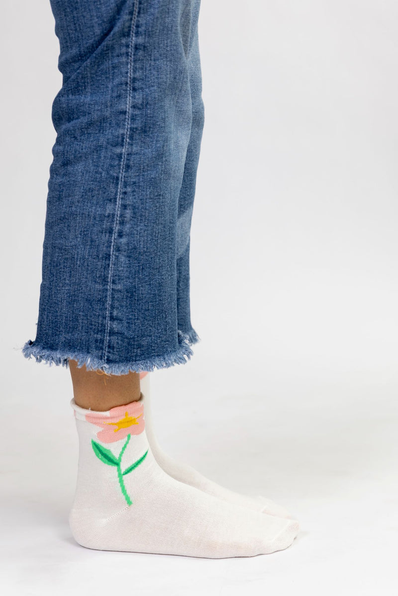 Calcetines flor blanco