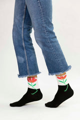 Calcetines flor negro