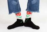 Calcetines flor negro