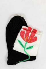Calcetines flor negro