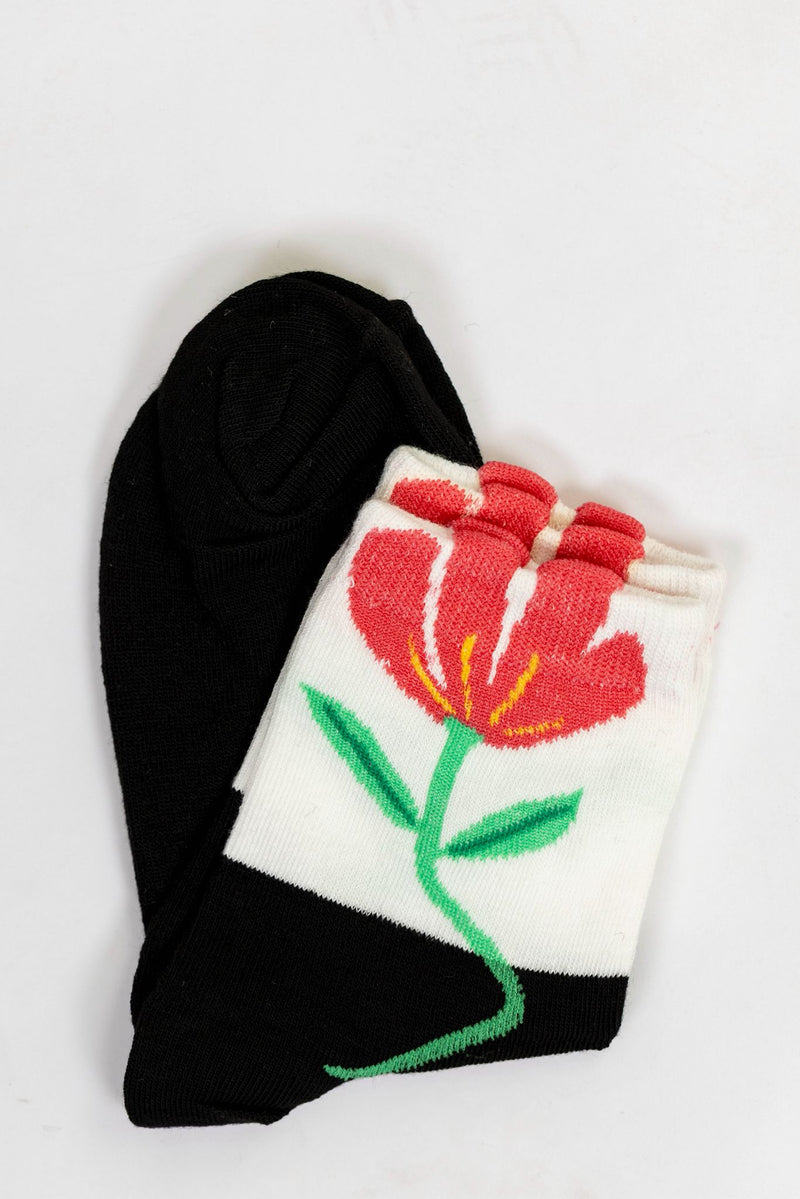 Calcetines flor negro