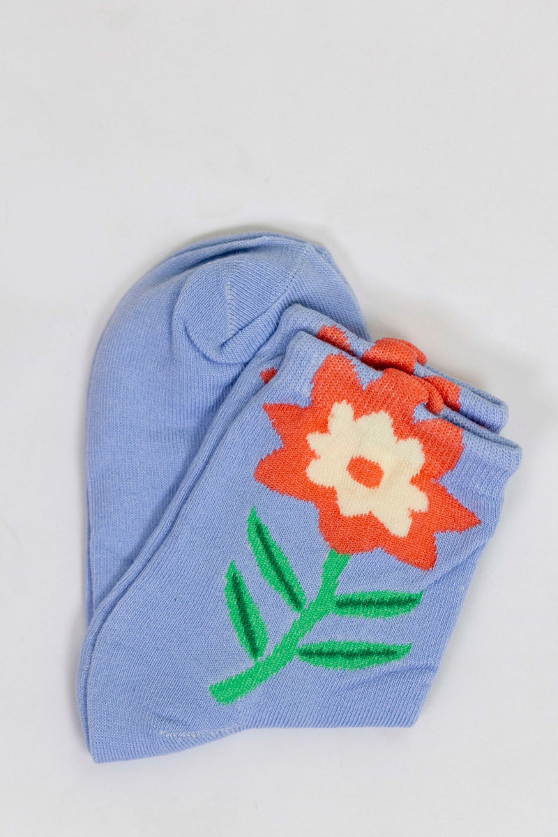 Calcetines flor azul