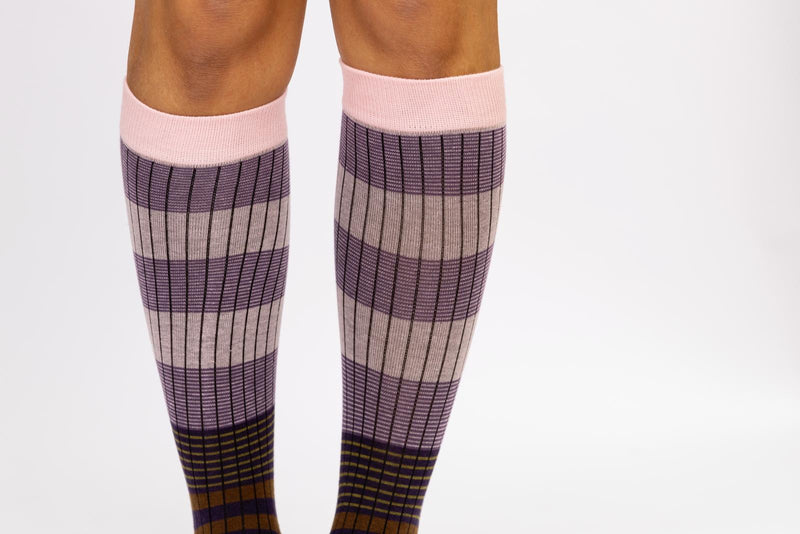 Calcetines rayas rosa claro