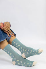 Calcetines floreados azul