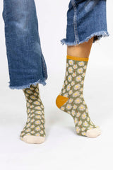 Calcetines floreados verde