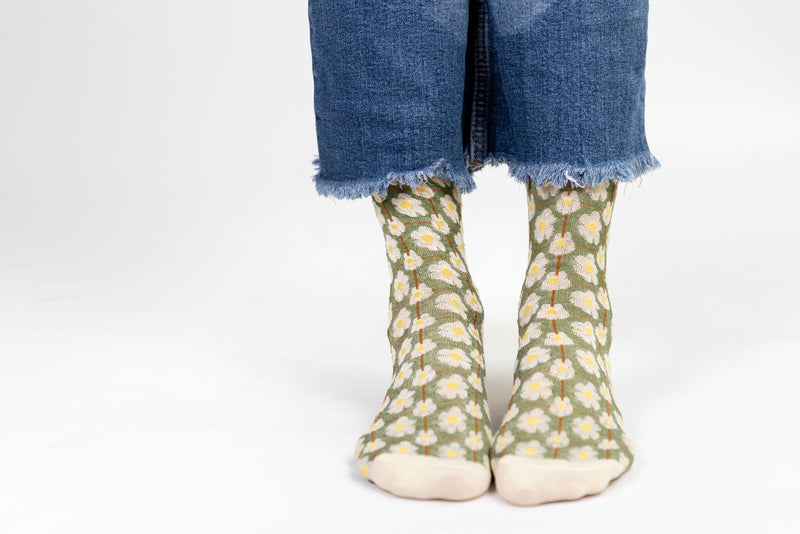 Calcetines floreados verde