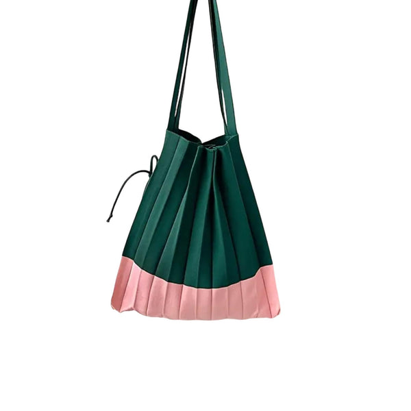 Bolso acordeón verde/rosa