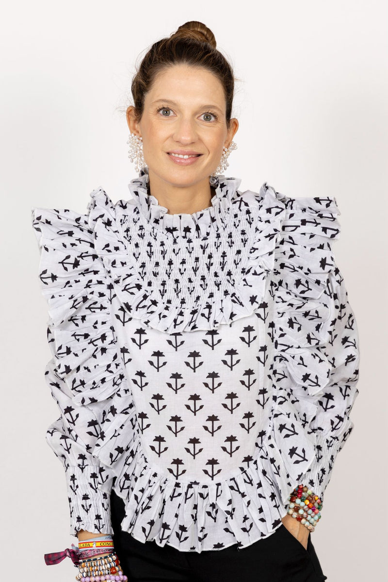 Camisa flor negra