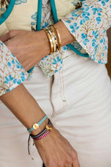 Pulsera Medalla Virgen de Covadonga Turquesa