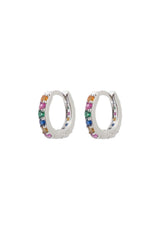 Aros brillantes multicolor plata