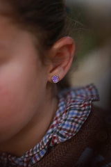 Pendientes carita feliz malva