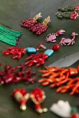 Pendientes bolitas fucsia/verde