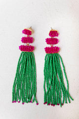 Pendientes bolitas fucsia/verde