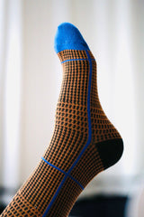 Calcetines cuadros naranja