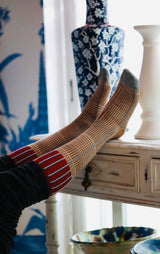 Calcetines cuadros marrón