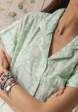 Pijama corto flores menta
