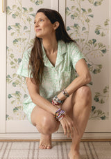 Pijama corto flores menta