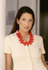 Collar gotitas resina rojo