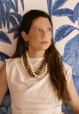 Collar bolas marrón/beige