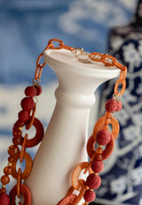 Collar rafía círculos coral