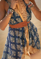 Pareo vestido hojas azul
