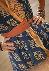 Pareo vestido hojas azul
