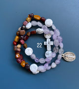 Rosario pulsera collar piedra irregular