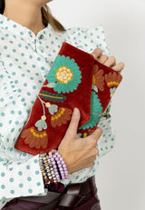 Bolso estampado terciopelo granate